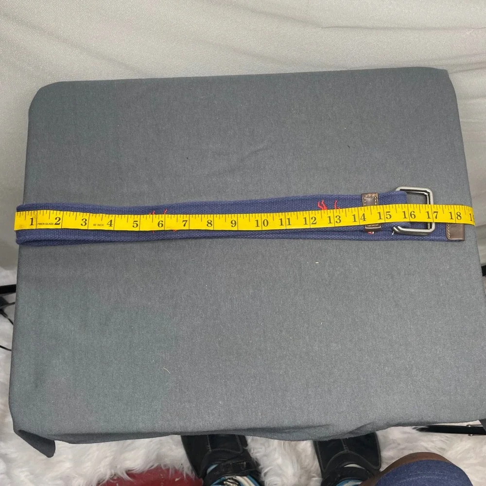 Gap Men VTG Belt Navy preppy Blue Cotton Canvas L/XL Preppy Red Dog D-Ring